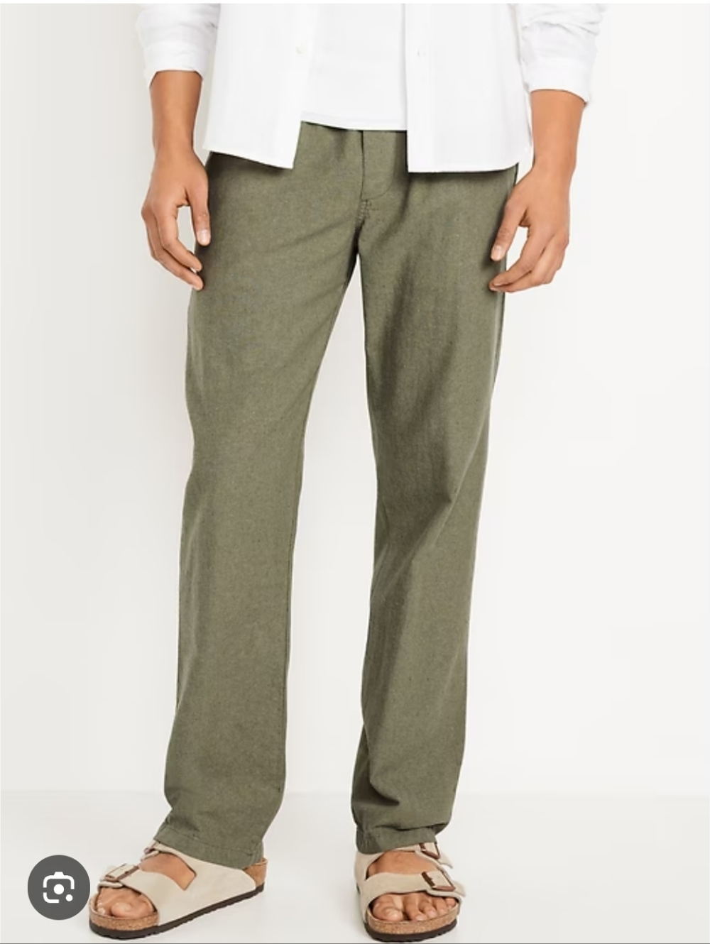 Old Navy 32x38 Men's Olive Green Linen Blend 90s Straight Casual Pants